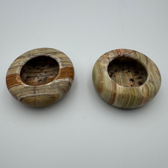 Onyx Stone Striped Pattern Ash Tray Set Home Decor - Picture 1 of 5